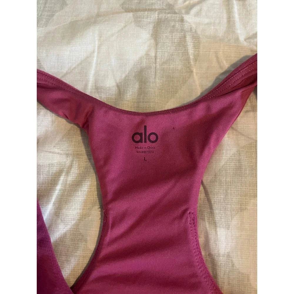 Alo Yoga Accolade Sweatshirt Bra Pink Racerback Sports Bra Large